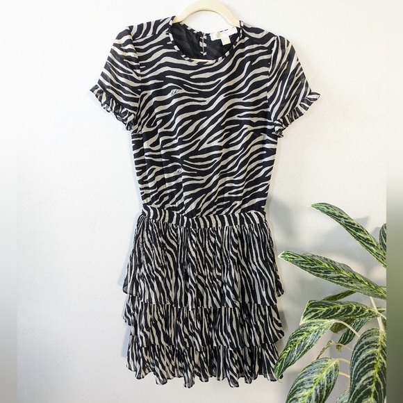 MICHAEL KORS Zebra Animal Print Ruffle Dress - Picture 1 of 5
